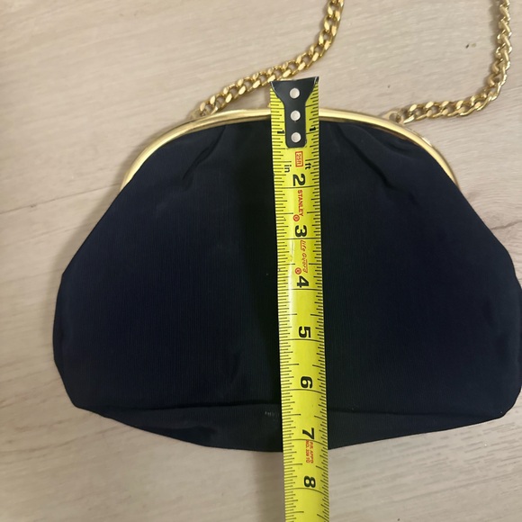 ACCESSORY PLACE Women’s Italian Black Fabric Crossbody Clutch w/Gold Chain Bag - Picture 11 of 12